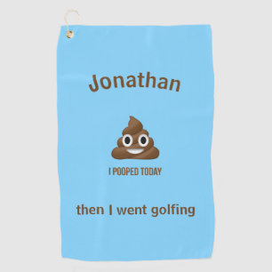 Serviette De Golf PersonaIizé Je Pooppé Aujourd'Hui Poo Emoji sur Bl