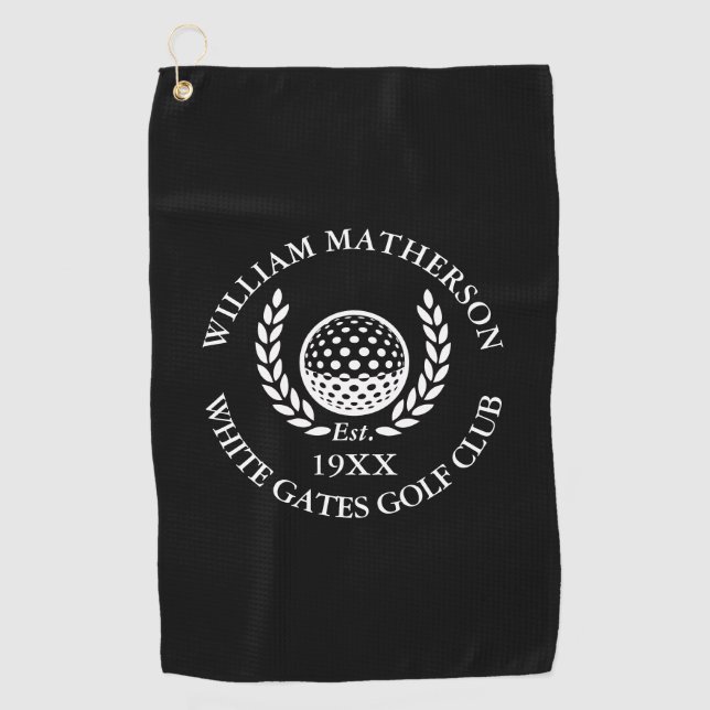 Serviette De Golf Personalized Golf Club Name Black And White (Devant)