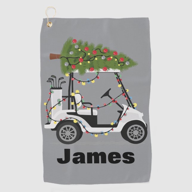 Serviette De Golf Personalized Name Golfer Christmas Golf Cart Xmas  (Devant)