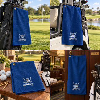 Serviette de golf personnalisée avec monogramme bl