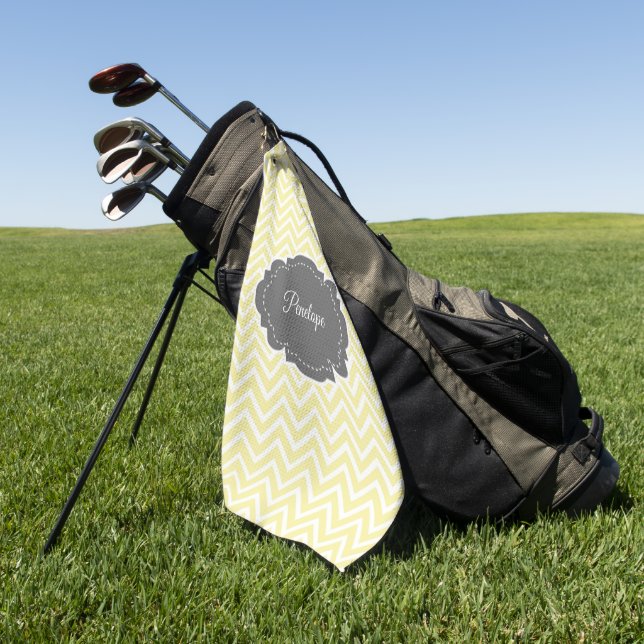 Serviette de golf personnalisée Chevron jaune (Vert)
