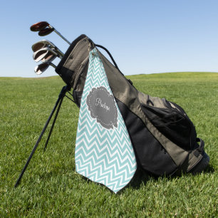 Serviette de golf personnalisée Chevron turquoise
