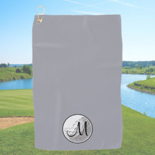 Serviette de golf personnalisée grise avec monogra