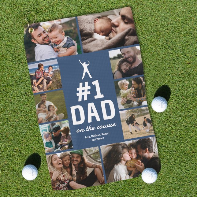 Serviette de golf personnalisée "Papa numéro 1" av (Créateur téléchargé)