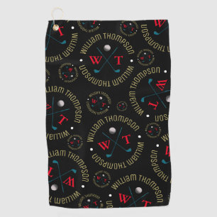 Serviette de golf personnalisée pour hommes noir e