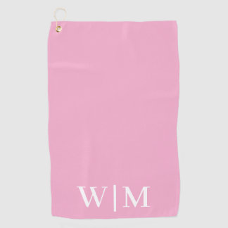 Serviette de golf personnalisée rose clair et blan