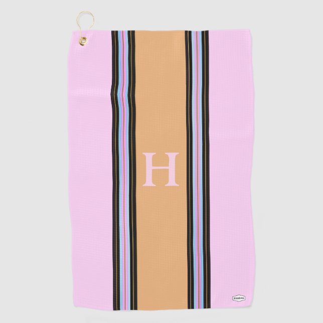 Serviette de golf personnalisée rose et beige HAMb (Devant)