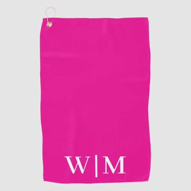 Serviette de golf personnalisée rose et blanc chau (Devant)
