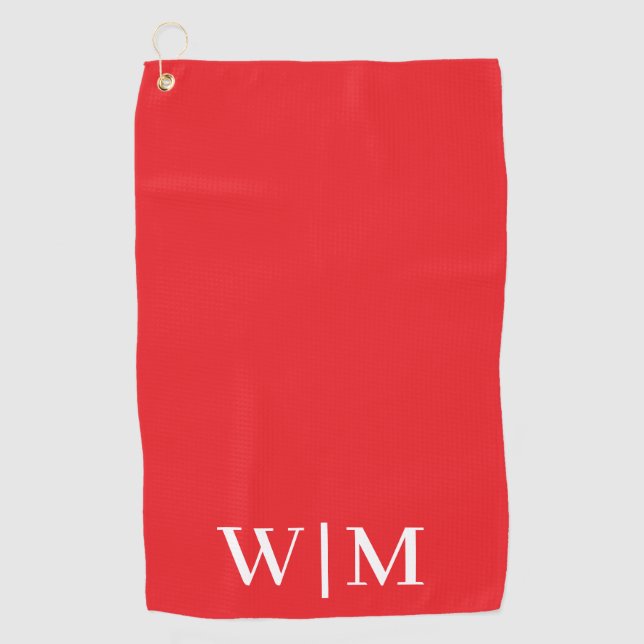 Serviette de golf personnalisée rouge et blanc (Devant)