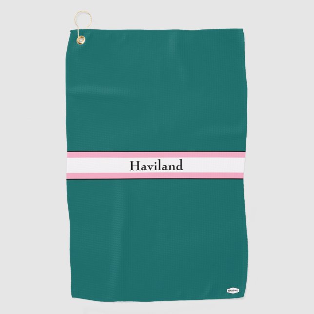 Serviette de golf personnalisée turquoise verte et (Devant)