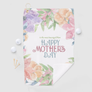 Serviette De Golf Personnaliser Four Flowers Aquarelle Fête des mère