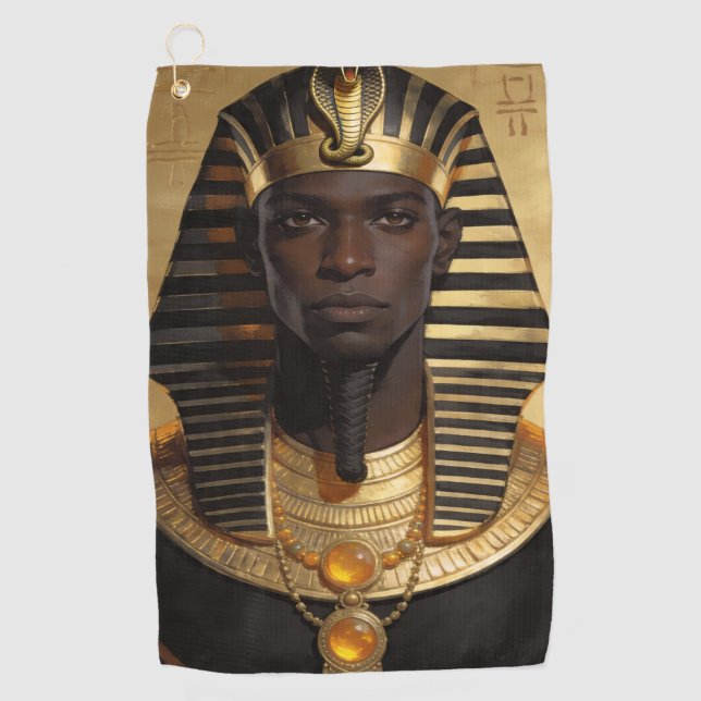 Serviette De Golf Pharaoh Energy — Ancient African King Modern Art (Devant)