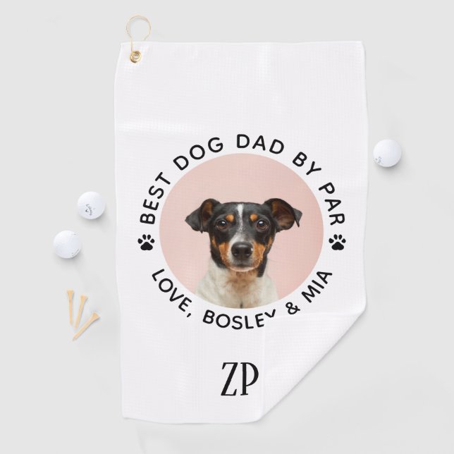 Serviette De Golf Photo Chien Personnalisé Meilleur Papa Par Par Mon (En situation)