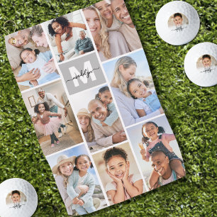 Serviette De Golf Photo Collage simple Monogramme