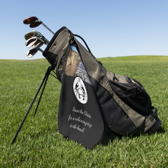 Serviette De Golf Photo d'un monogramme de crayon noir (Vert)