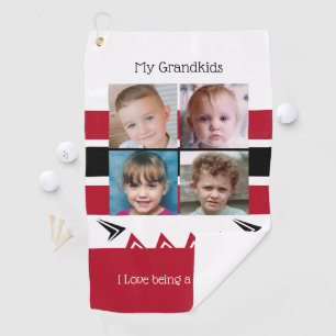 Serviette De Golf Photos de petits-enfants rouges et blancs pour Pap