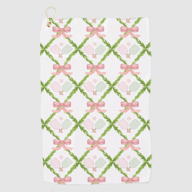 Serviette De Golf Pickleball rose Preppy (Devant)