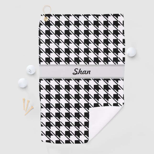 Serviette De Golf Pied de fond noir blanc  (En situation)