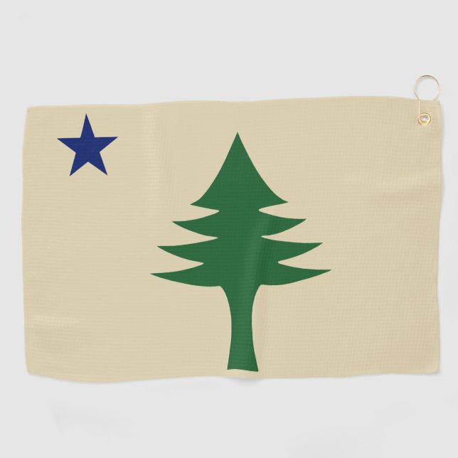 Serviette De Golf Pine tree and star 1901 flag of Maine State (Horizontal)