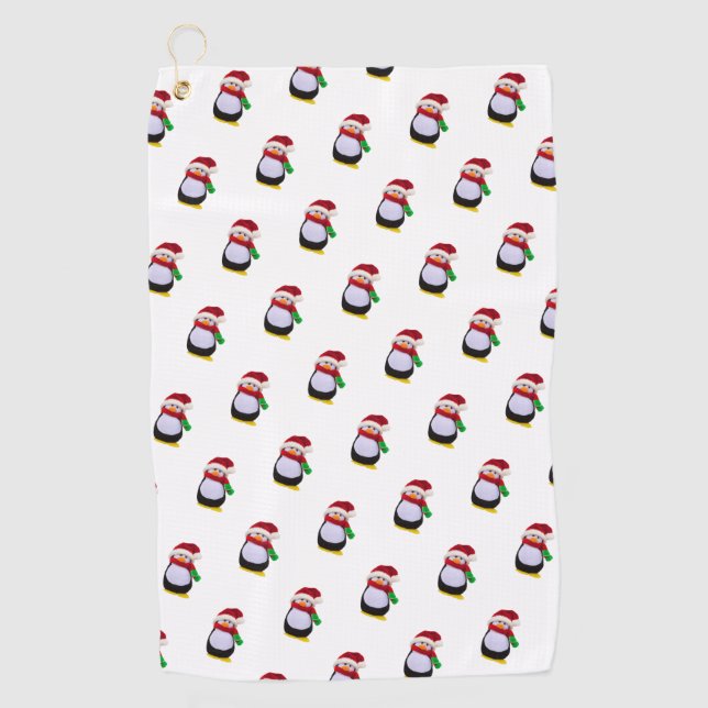 Serviette De Golf Pingouins de Noël (Devant)