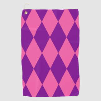 Serviette De Golf Pink and Purple Harlequin Checkered Design