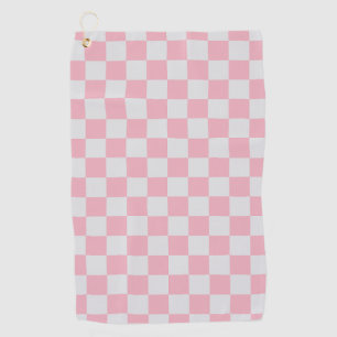 Serviette De Golf Pink + Grey Check À damiers Checkerboard Motif