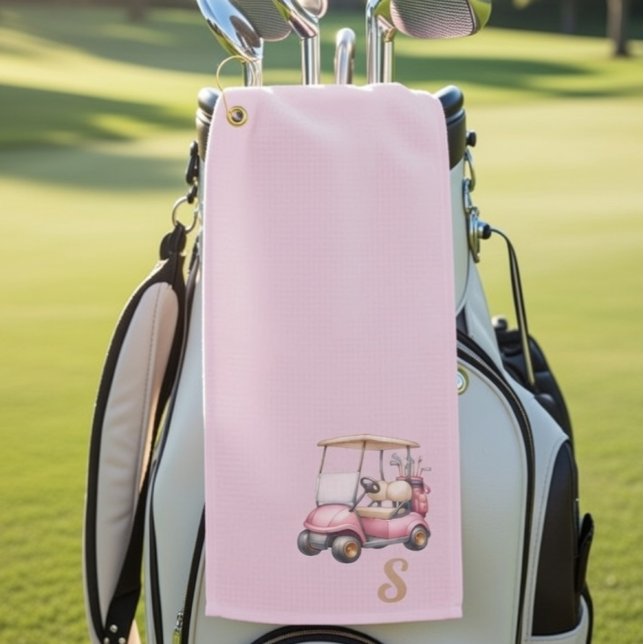 Serviette De Golf Pink Monogram Personalized Design Custom Gift (Créateur téléchargé)