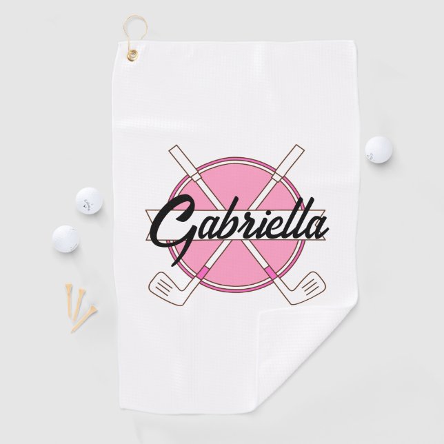 Serviette De Golf Pink Personalized Golf Monogram  (En situation)