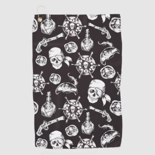 Serviette De Golf Pirate crâne noir blanc motif
