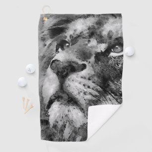 Serviette De Golf Placid Lion Face Argent