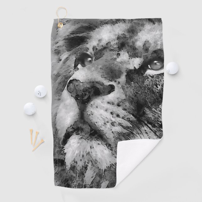 Serviette De Golf Placid Lion Face Argent (En situation)