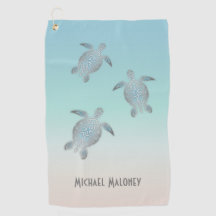 Plage de Tortues Argent Style Votre nom Golf Servi