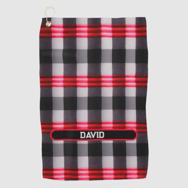 Serviette De Golf Plaid Populaire Abstrait Rouge Noir Plaid Collecti (Devant)