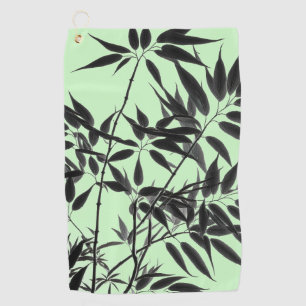 Serviette De Golf Plante de bambou vert menthe et noir