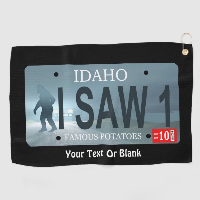 Serviette De Golf Plaque de licence Idaho "I Saw 1" Sasquatch (Horizontal)