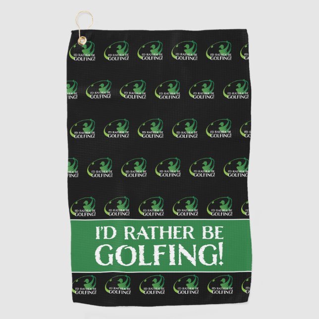Serviette De Golf Plutôt Faire Du Golf Moderne Golfeur Sports Black  (Devant)