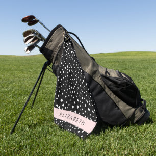 Serviette De Golf Points dalmatiens, Spots, Noir et Blanc, Votre nom