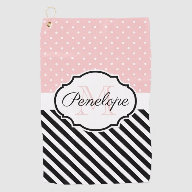 Serviette De Golf Points et rayures mignons (Devant)
