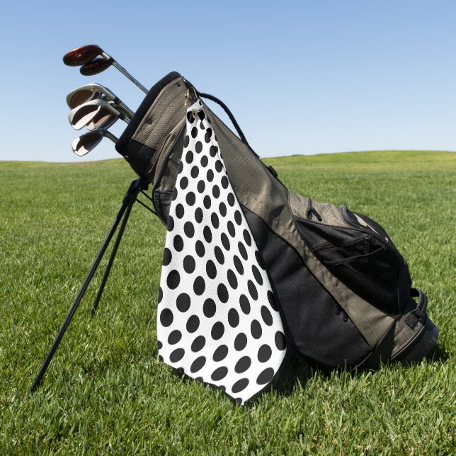 Serviette De Golf Pois, Motif Polka Dot, noir et blanc (Vert)