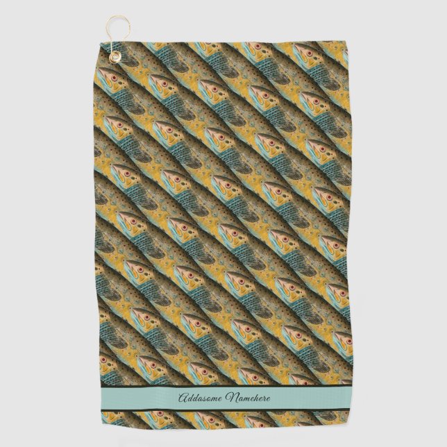 Serviette De Golf Poisson de truite rustique Motif d'aquarelle vinta (Devant)