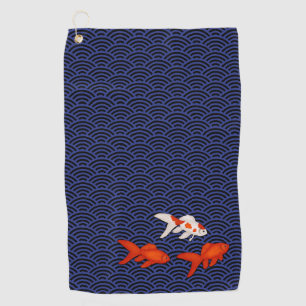 Serviette De Golf Poisson rouge sur Seigaiha Motif japonais