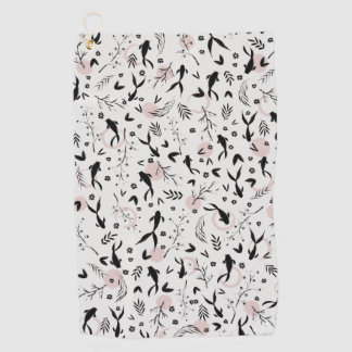 Serviette De Golf Poissons et branches Peinture japonaise
