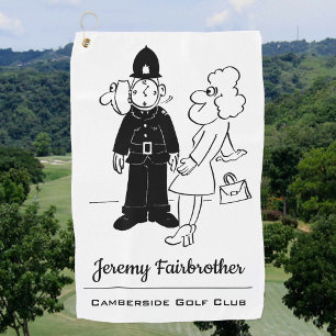 Serviette De Golf Policier a une Horloge Visage Dessin Animé