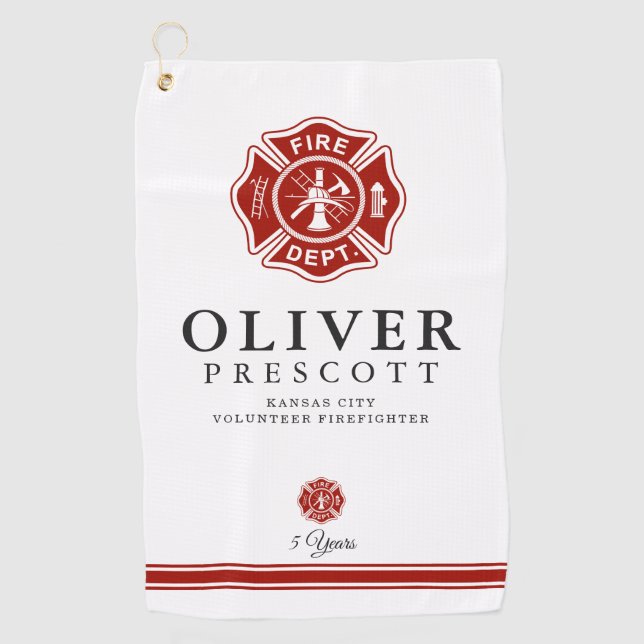 Serviette De Golf Pompier volontaire | Symbole croisé maltais (Devant)