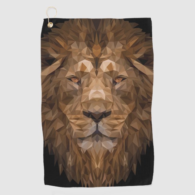 Serviette De Golf Portrait de lion géométrique (Devant)
