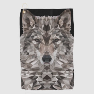 Serviette De Golf Portrait géométrique du loup gris