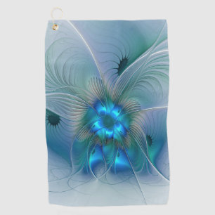 Serviette De Golf Position, Abstrait bleu turquoise fractal