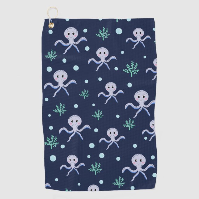 Serviette De Golf Poulpe sous la mer motif pour enfants (Devant)