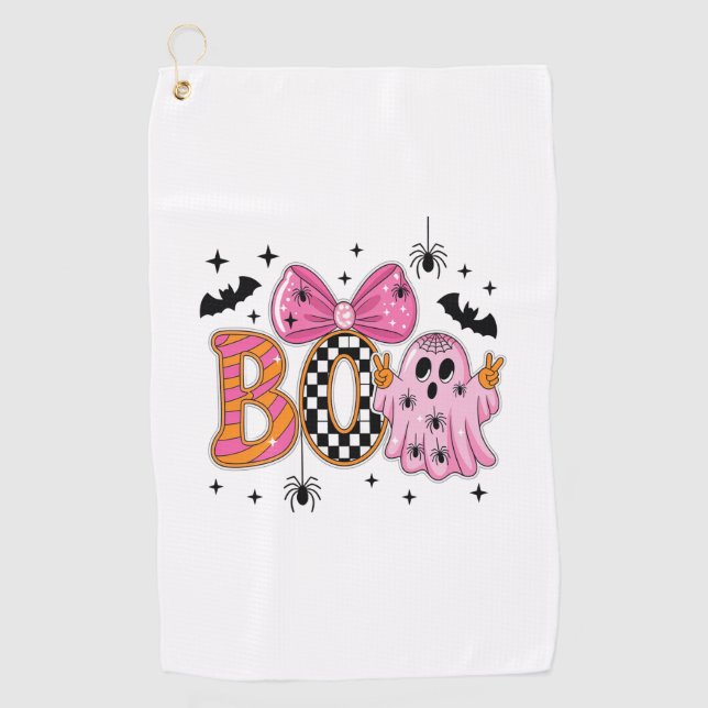 Serviette De Golf Preppy Éffrayant Halloween Boo (Devant)