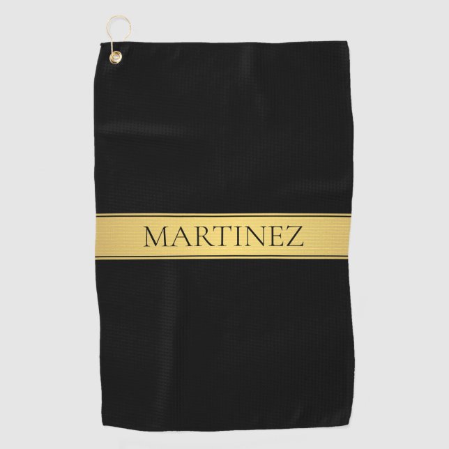 Serviette De Golf Présentation sophistiquée | Faux Gold & Black (Devant)